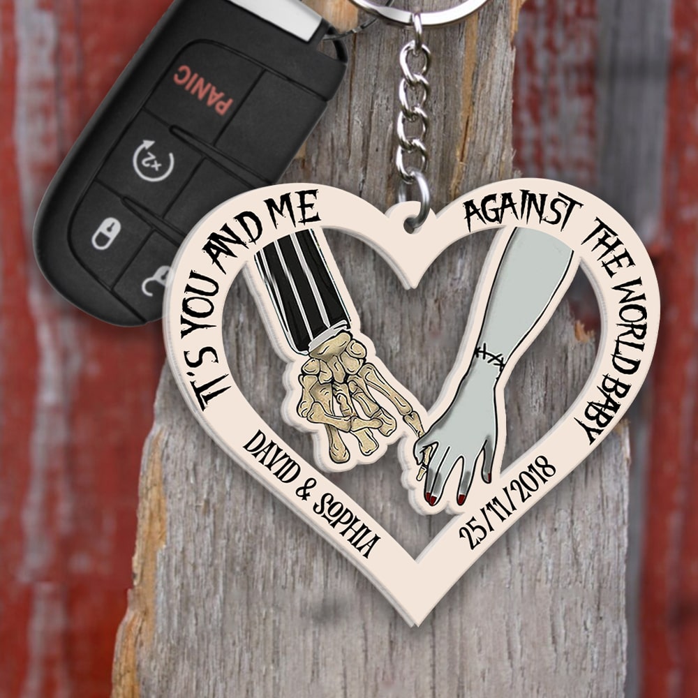 Couple, It's You And Me Against The World, Personalized Keychain, Gift For Couple, 04QHDT050723 - Keychains - GoDuckee