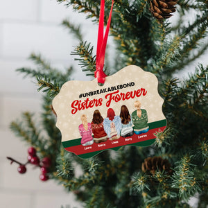 Sisters Forever, Medallion Wood Ornament, Christmas Gifts For Sisters - Ornament - GoDuckee