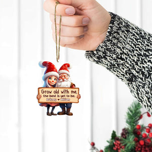 Grow Old With Me, The Best Is Yet To Be, Couple Gift, Personalized Acrylic Ornament, Santa Couple Ornament, Christmas Gift - Ornament - GoDuckee