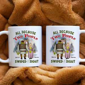 All Because Two People Swiped Right, Personalized Mug, Gifts For Couple - Coffee Mug - GoDuckee