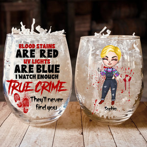 Blood Stains Are Red Uv Lights Are Blue, Personalized Glass Egg Cup, Gifts For Horror Fan - Glass Egg Cup - GoDuckee