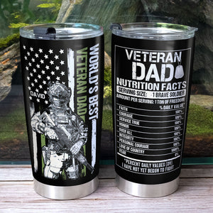 World's Best Veteran Dad, Personalized Tumbler, Father's Day Gift, Gift For Veteran Dad - Tumbler Cup - GoDuckee