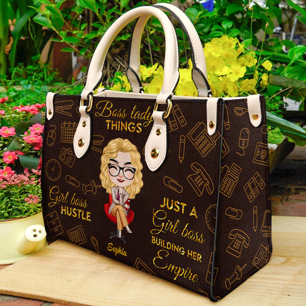 Just A Girl Boss Building Her Empire, Personalized Boss Leather Bag 02 -  GoDuckee