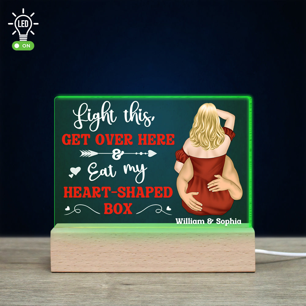 Light This Get Over Here, Personalized 3D Led Light, Naughty Couple, Gifts For Couple - Led Night Light - GoDuckee