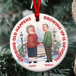 Growing Old Happens - Personalized Ornament - Christmas Gifts For Old Couple - Ornament - GoDuckee