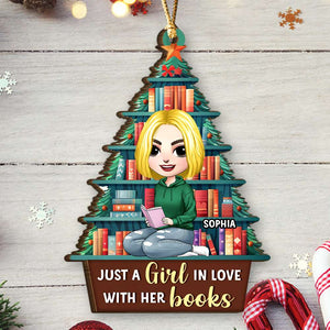 Just A Girl In Love, Personalized Ornament, Christmas Gifts For Girl Book Lover - Ornament - GoDuckee