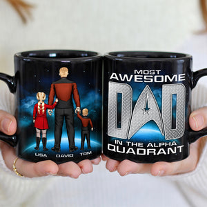 Awesome Dad And Children 02QHDT100523HH Personalized Family Black Mug - Coffee Mug - GoDuckee