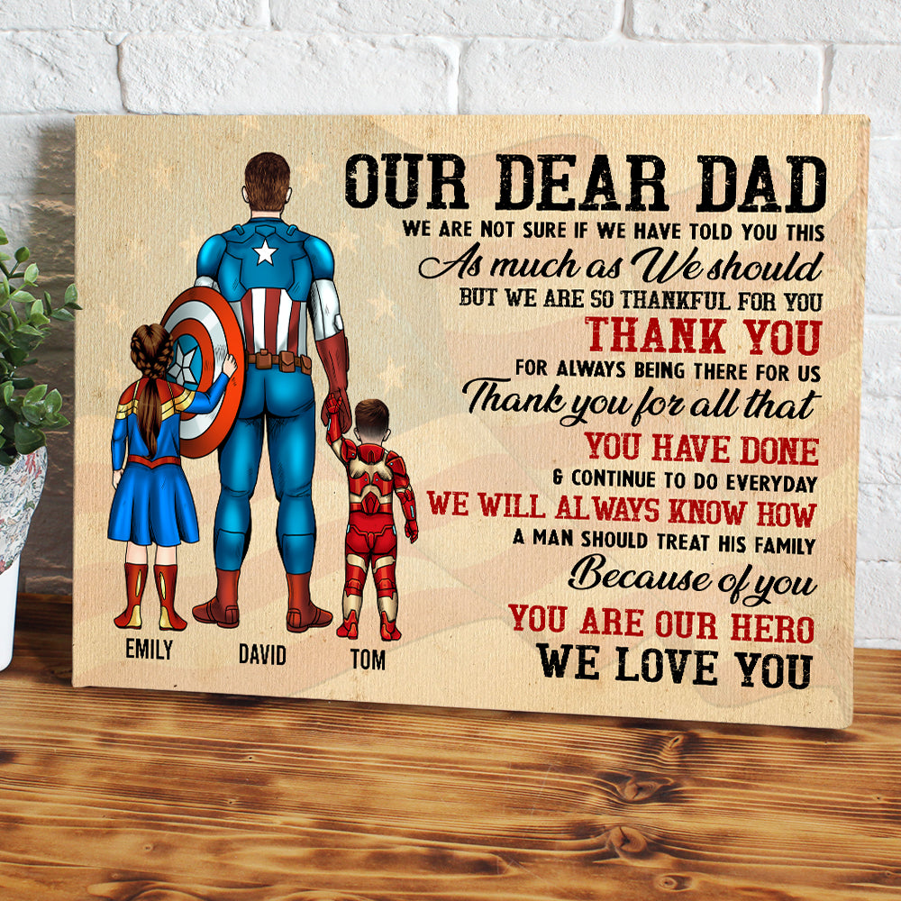 Our Dear Super Dad, We Love You - Personalized Canvas Poster Print - Gift For Dad - Poster & Canvas - GoDuckee