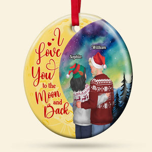 I Love You To The Moon And Back, Personalized Ornament, Santa Couple Gifts - Ornament - GoDuckee