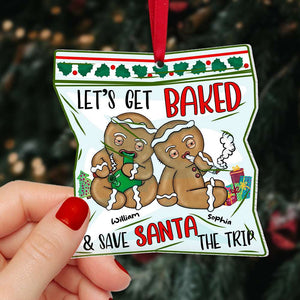 Let's Get Baked & Save Santa The Trip, Personalized Ornament, Christmas Gifts For Couple 05HUDT310823 - Ornament - GoDuckee