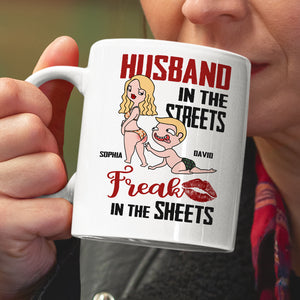 Husband In The Streets Freak In The Sheets Personalized Mug, Gift For Couple - Coffee Mug - GoDuckee