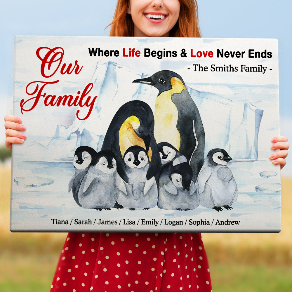 Where Life Begins And Love Never Ends, Personalized Family Canvas Poster 04HUDT020323 - Poster & Canvas - GoDuckee