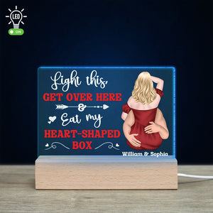 Light This Get Over Here, Personalized 3D Led Light, Naughty Couple, Gifts For Couple - Led Night Light - GoDuckee