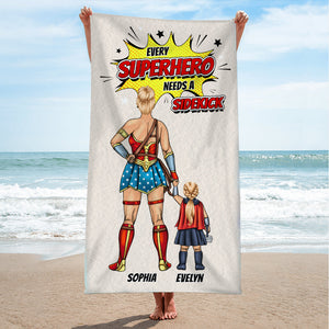 Super Mom Need A Sidekick - Superhero Family Towel, Personalized Beach Towel - Summer Gift For Family-5ACDT060223 (New) - Beach Towel - GoDuckee