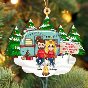 Making Memories One Campsite At A Time, Personalized Wood Ornament, Gifts For Couple - Ornament - GoDuckee