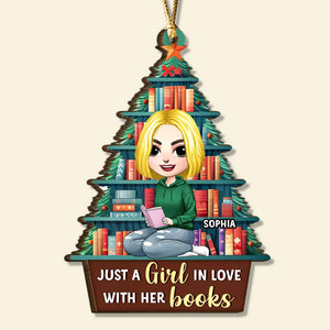 Just A Girl In Love, Personalized Ornament, Christmas Gifts For Girl Book Lover - Ornament - GoDuckee