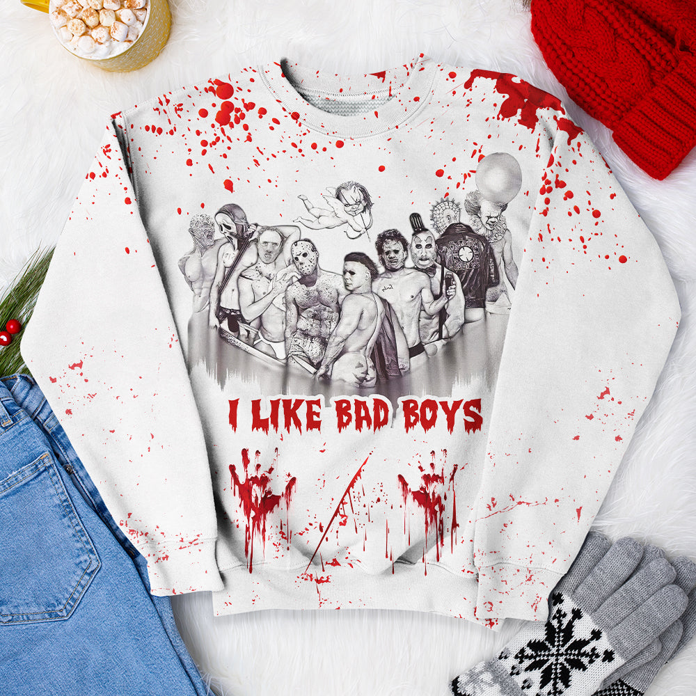 I Like Bad Boys, Gift For Horror Lover, 3D AOP Shirt, Villain Characters Shirt, Halloween Gift 01QHTI210723 - AOP Products - GoDuckee
