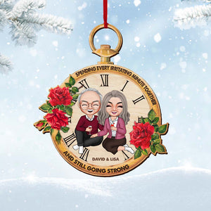 Spending Every Irritating Minute Together And Still Going Strong-Personalized Wood Ornament -Gift For Her/ Gift For Him- Old Couple Vintage Watch Wood Ornament - Ornament - GoDuckee