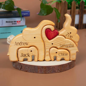 Elephant Family Wooden Puzzle Gift For Family 01acxx050525 - Wood Puzzle - GoDuckee