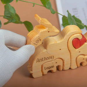 Elephant Family Wooden Puzzle Gift For Family 01acxx050525 - Wood Puzzle - GoDuckee