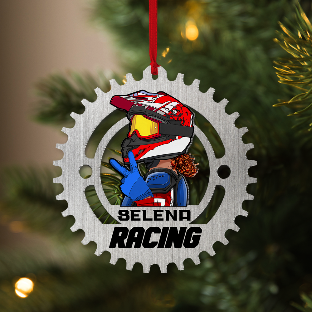 Gift For Racing Girl, Personalized Ornament, Racing Girl Looking Back Ornament, Christmas Gift - Ornament - GoDuckee