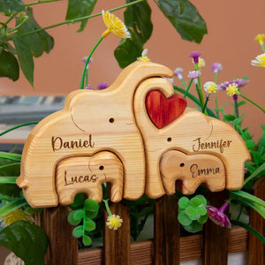 Elephant Family Wooden Puzzle Gift For Family 01acxx050525 - Wood Puzzle - GoDuckee