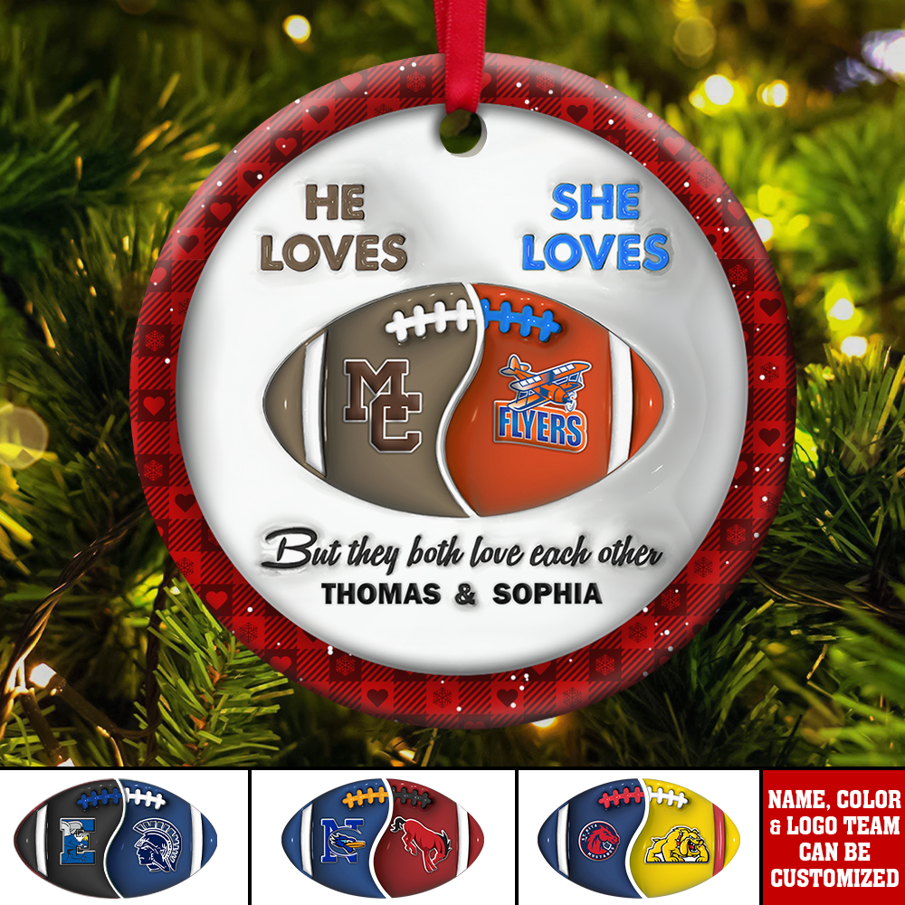 Personalized Gifts For Couple American Football Christmas Ornament 02hupu250924 - Ornament - GoDuckee