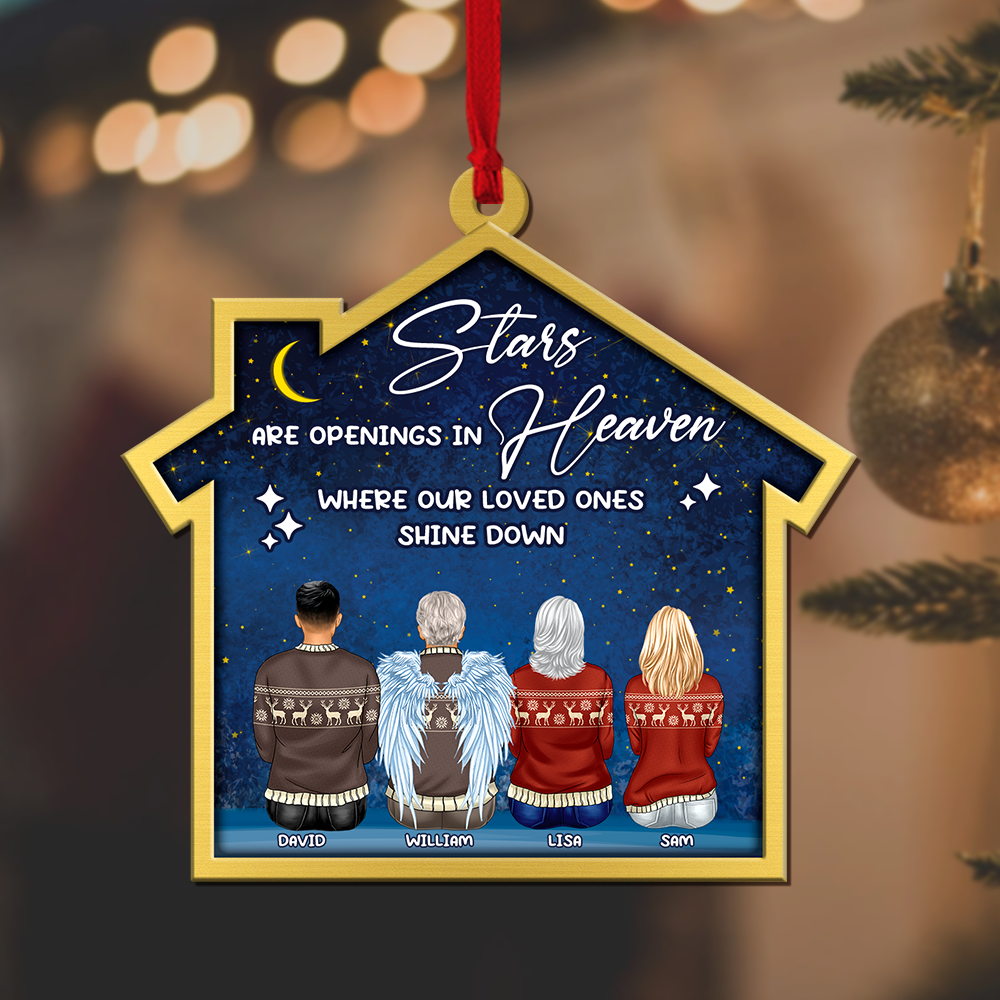 Stars Are Openings In Heaven Where Our Loved Ones Shine Down- Personalized Ornament - Custom Shape Ornament -Gift For Family- Family Heaven Star Ornament - Ornament - GoDuckee