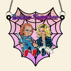 Personalized Gifts For Couple Suncatcher Ornament, Horror Couple Sitting Together 01TOTN080824 - Ornament - GoDuckee