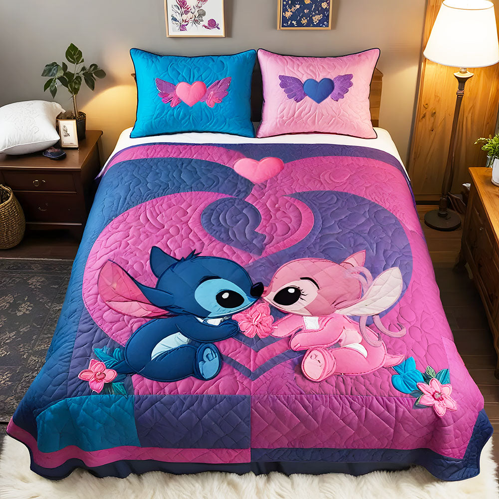 Personalized Gifts For Couple Quilt Bed Set, Cute Cartoon Couple 01qhmh230125 - Blanket - GoDuckee
