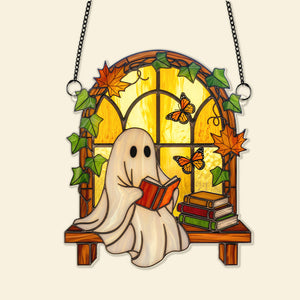 Spooky Ghost Suncatcher Ornament - Personalized Gifts For Book Lovers 04PGMG060825 - Ornament - GoDuckee