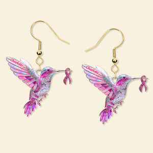 Personalized Gifts For Her, Hummingbird Breast Cancer Earrings 02tgmg280825 - Earrings - GoDuckee