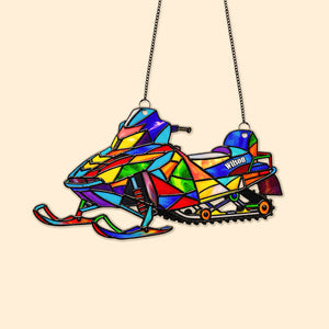 Snowmobile suncatcher - Personalized Gifts For Snowmobile Lover 02PGMG250725 - Ornament - GoDuckee