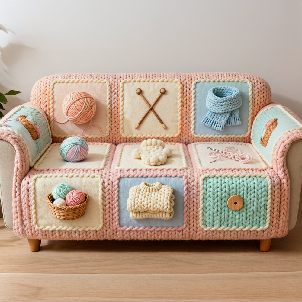 Knitting Quilted Sofa Cover - Personalized Gifts For Knitting Lover Quilted Sofa Cover 04KIDT040226 - Sofa Cover - GoDuckee
