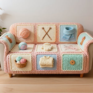 Knitting Quilted Sofa Cover - Personalized Gifts For Knitting Lover Quilted Sofa Cover 04KIDT040226 - Sofa Cover - GoDuckee