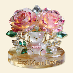 Flower Bear Mom Acrylic Plaque - Personalized Gifts For Mom 01NAMG060226 - Shaped Plaques - GoDuckee