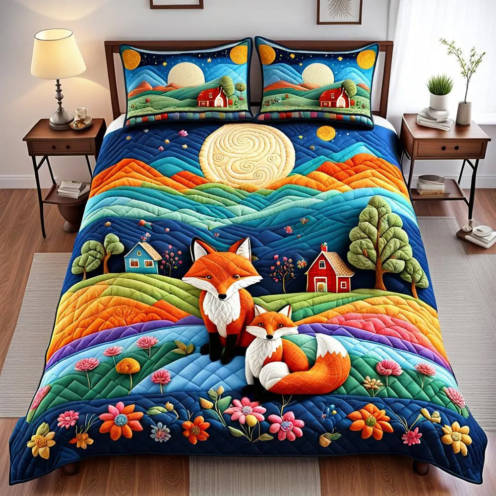 Personalized Gift For Couple Foxes Quilt Bed Set 03KADT220125 - Blanket - GoDuckee