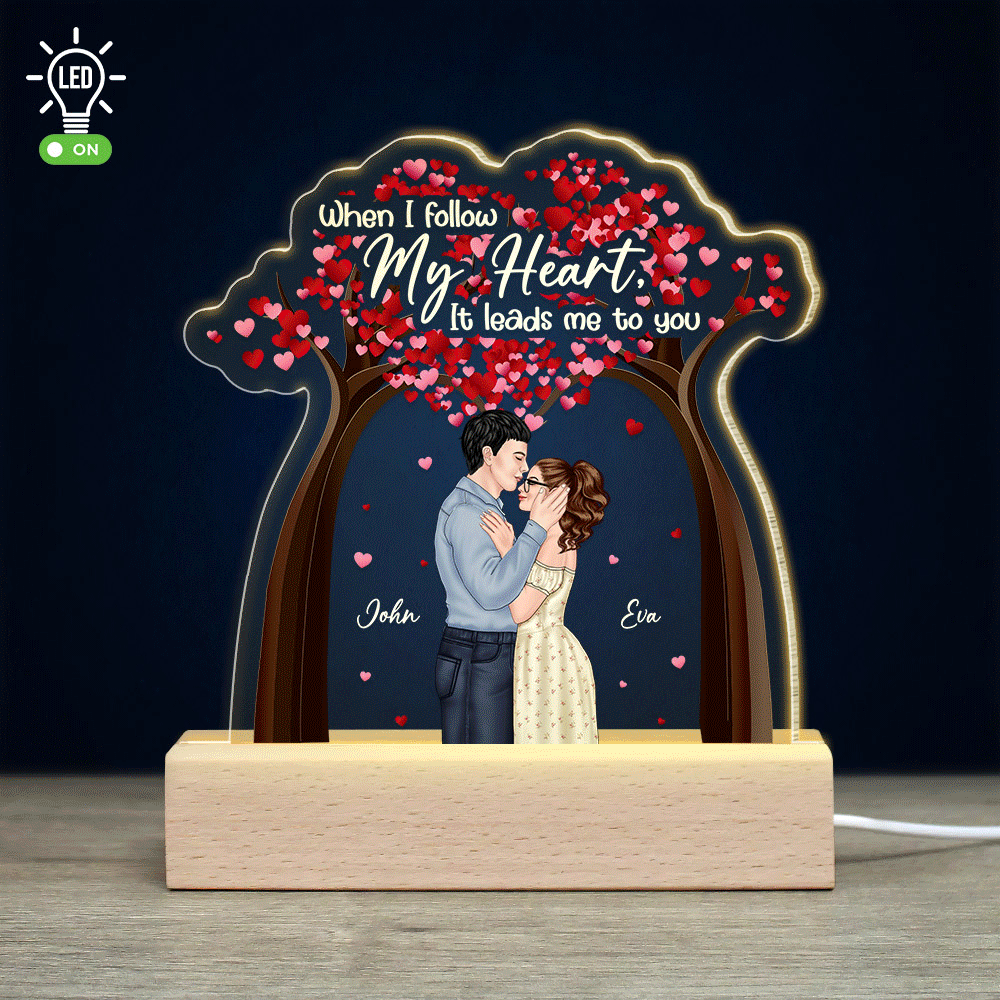My Heart Leads Me To You Personalized 3D Led Light Gift For Couple - Led Night Light - GoDuckee
