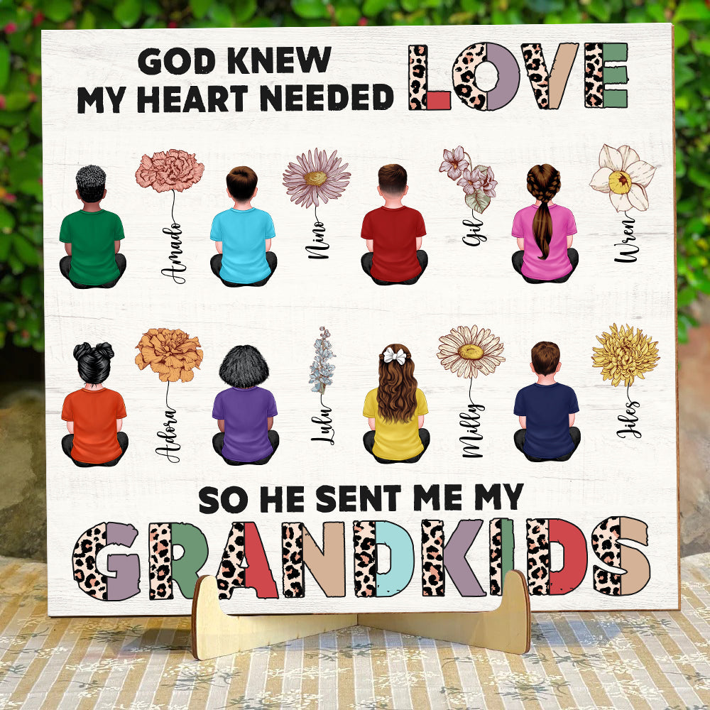 Personalized Gifts For Grandparents Wood Sign God Knew My Heart Needed Love 03ACDT160324TM [UP TO 6 KIDS] - Wood Signs - GoDuckee