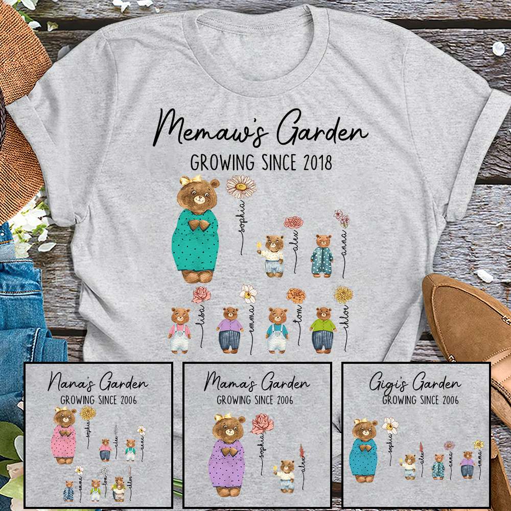 Personalized Gifts For Grandma Shirt 05dtdt200424 Memaw's Garden Memaw Bear And Kids - 2D Shirts - GoDuckee