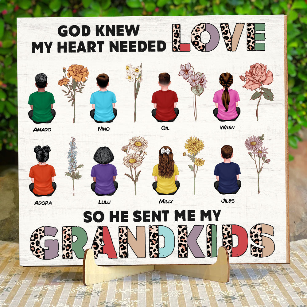 Personalized Gifts For Grandparents Wood Sign God Knew My Heart Needed Love 03ACDT010324TM [UP TO 6 KIDS] - Wood Signs - GoDuckee