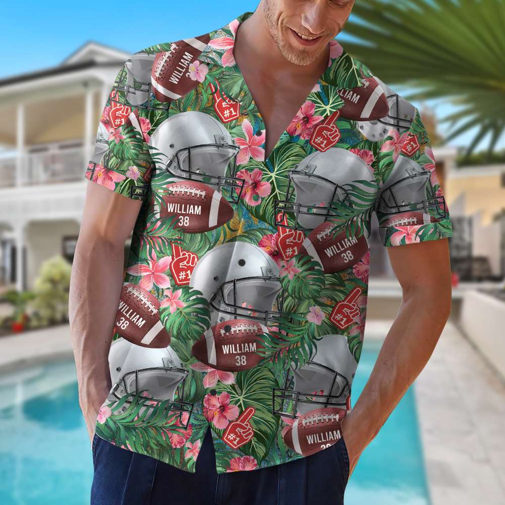 American Football Personalized Hawaiian Shirt Tropical Pattern 01acqn070723 - Hawaiian Shirts - GoDuckee