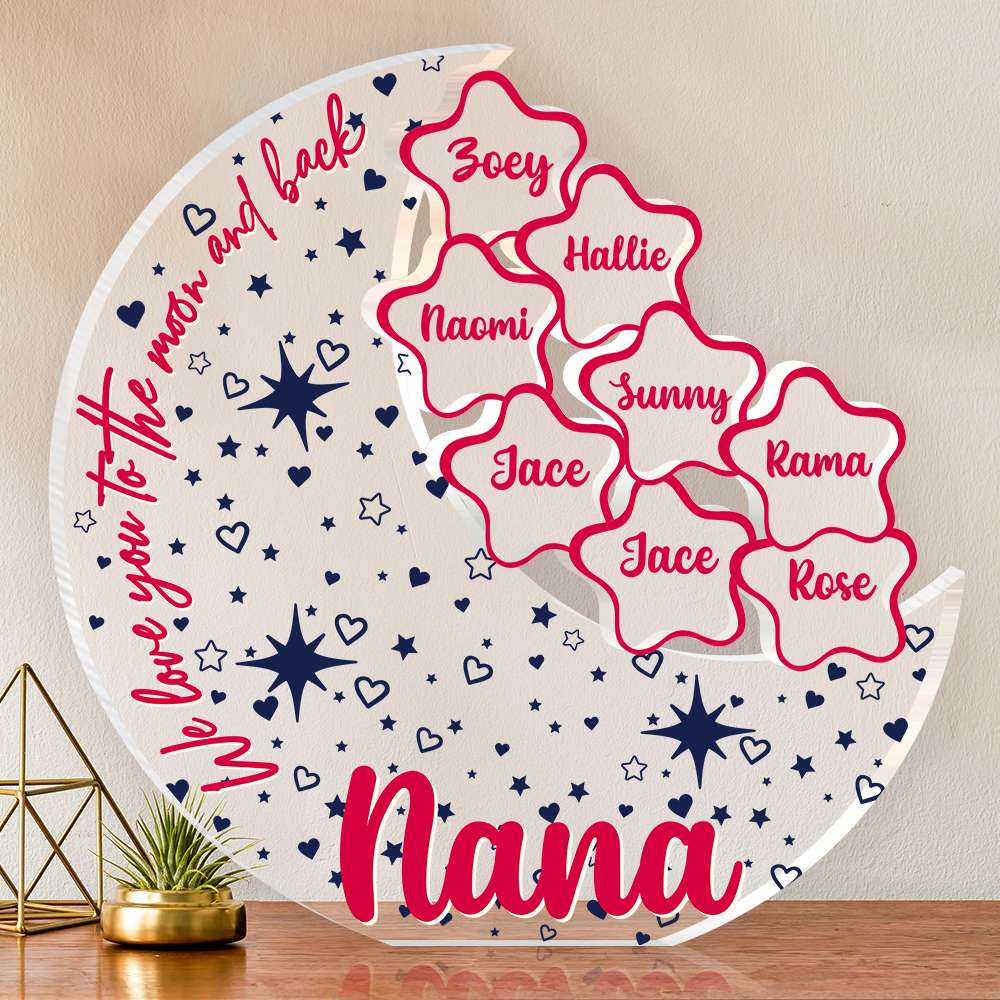 Personalized Gifts For Grandma Plaque We Love You To The Moon And Back - Shaped Plaques - GoDuckee