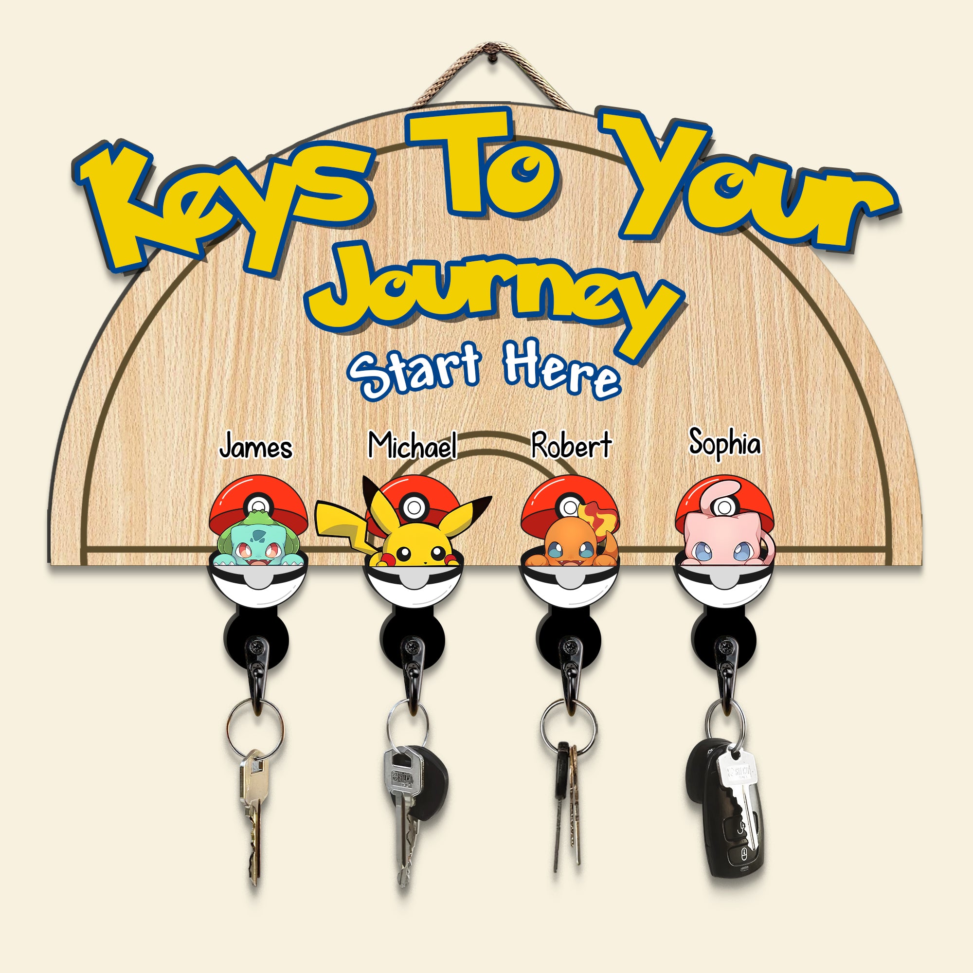 Personalized Family Key Hanger 02KADC030624 - Wood Sign - GoDuckee
