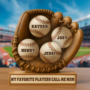 Personalized Gift For Baseball Mom Acrylic Plaque, My Favorite Players Call Me Mom 03XQLU050425 - Shaped Plaques - GoDuckee