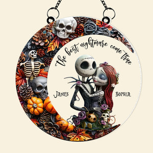 Personalized Halloween Gifts For Couple Suncatcher Ornament 03nadc210824 Skull Couple - Ornament - GoDuckee