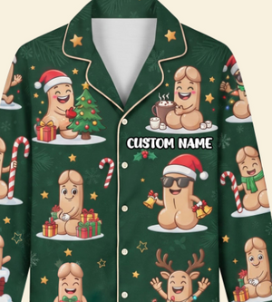 Funny Christmas Pajama Set - Personalized Button Up Pajama Set 01TYTI050926