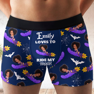 Custom Photo Gifts For Halloween Men's Boxers Loves To Ride My Broom 01xqdc050824 - Boxer Briefs - GoDuckee