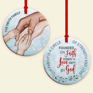 Our Family Is A Circle Of Strength And Love-Personalized Ceramic Circle Ornament- Gift For Family- Family Ornament - Ornament - GoDuckee