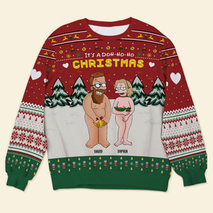 Personalized Gifts For Couple, Funny Cartoon Couple Ugly Sweater 01TOLU080824HG - Ugly Christmas Sweater - GoDuckee